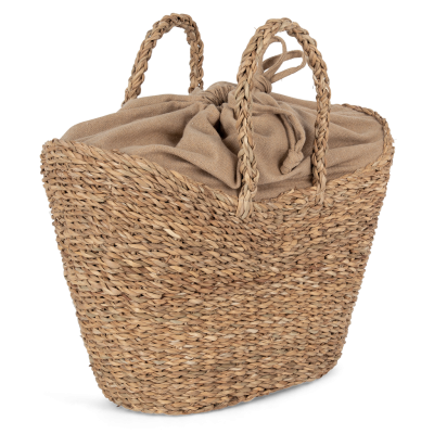 Eco-friendly half-moon seagrass basket bag
